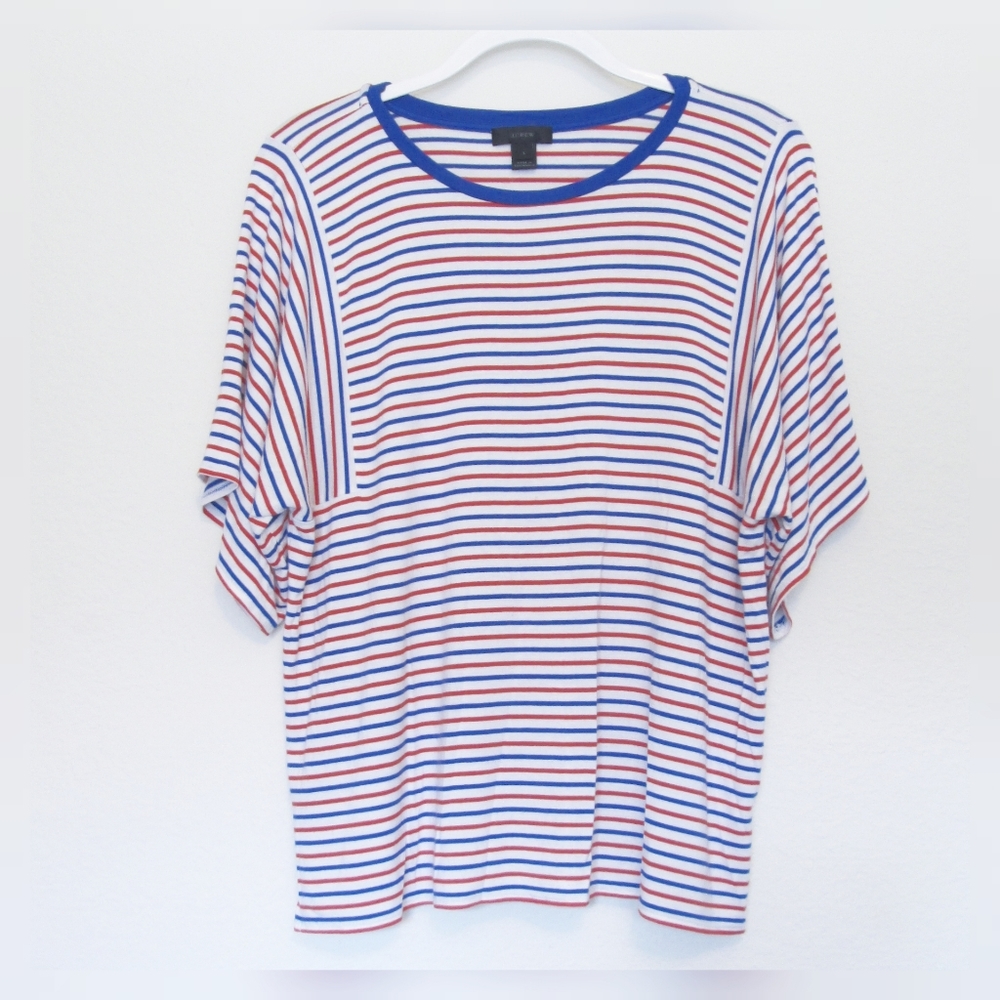 J. Crew Red & White Mixed Striped Tee
